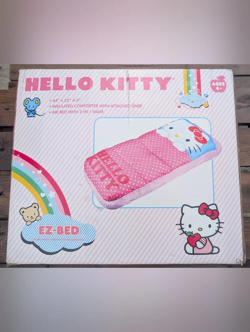NEW RARE Hello Kitty EZ-BED Air Bed w/ Insulated Comforter & Liner 64”x25”x6”
